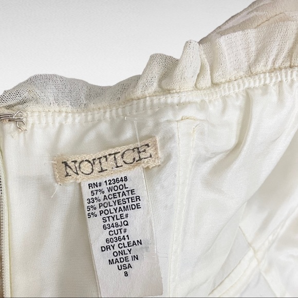 NOTICE | Cream Metallic Gold Brocade Wool Blend Bandeau Strapless Mini Dress - Picture 11 of 16